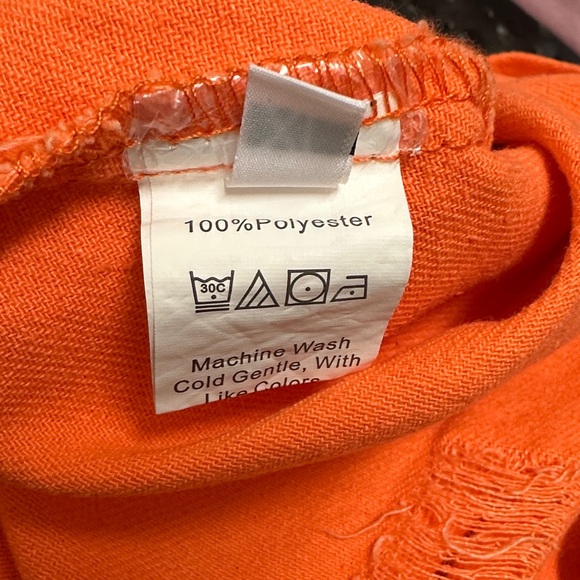 Orange Distressed Button-Up Shacket - Picture 5 of 5